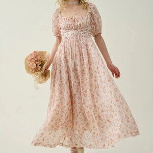 NWT Linennaieve Alice 19 Floral Linen Dress in Orange Blossom